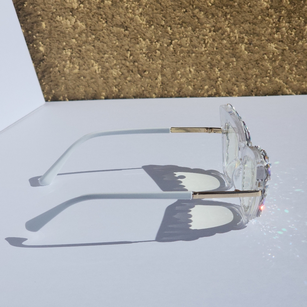 Women's Bling Cat Eye Readers Colorful Rhinestones AB Reading Glasses White+1.00 - Picture 7 of 10